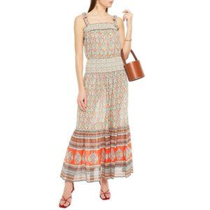 NWT BOHO Summer Festival Tory Burch Smocked Sundress L Large Rt $448